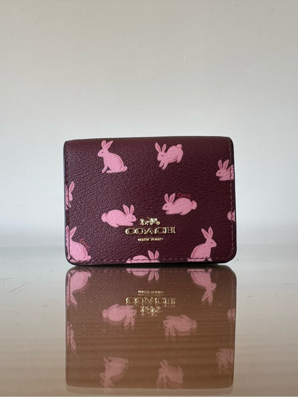 Coach Leather Mini Crossbody Wallet in Pink Bunny Rabbit, Lunar New Year special